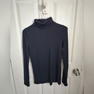 Madewell Womens Long Sleeve Ribbed Turtleneck Shirt Black Size XS